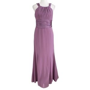 DAVID'S BRIDAL PURPLE CHIFFON SATIN BALL PROM EVENING GOWN DRESS - 6